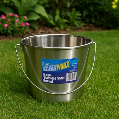 Stainless Steel Bucket with Handle 16Ltr HDuty Premium Quality 16L Pail Med - image 1 of 4