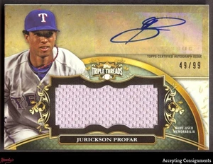 2014 Topps Triple Threads Unity Jurickson Profar GAME-USED JERSEY AUTO 49/99 - Picture 1 of 2