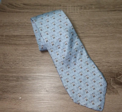 MaiTai 西部新奇牛仔小猫领带蓝色 100% 真丝美国制造 — 第 1/4 张图片