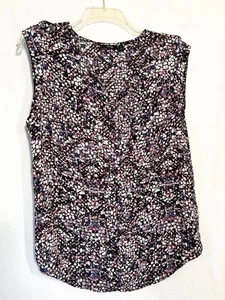 NWOT MEDIUM APT. 9 MULTI COLORED PRINTED V-NECK 2 PKT PULLOVER SLEEVELESS SHIRT - Picture 1 of 7