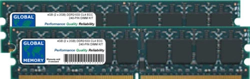 4GB (2 x 2GB) DDR2 533MHz PC2-4200 240-PIN ECC UDIMM SERVER/WORKSTATION RAM KIT - Image 1 of 1