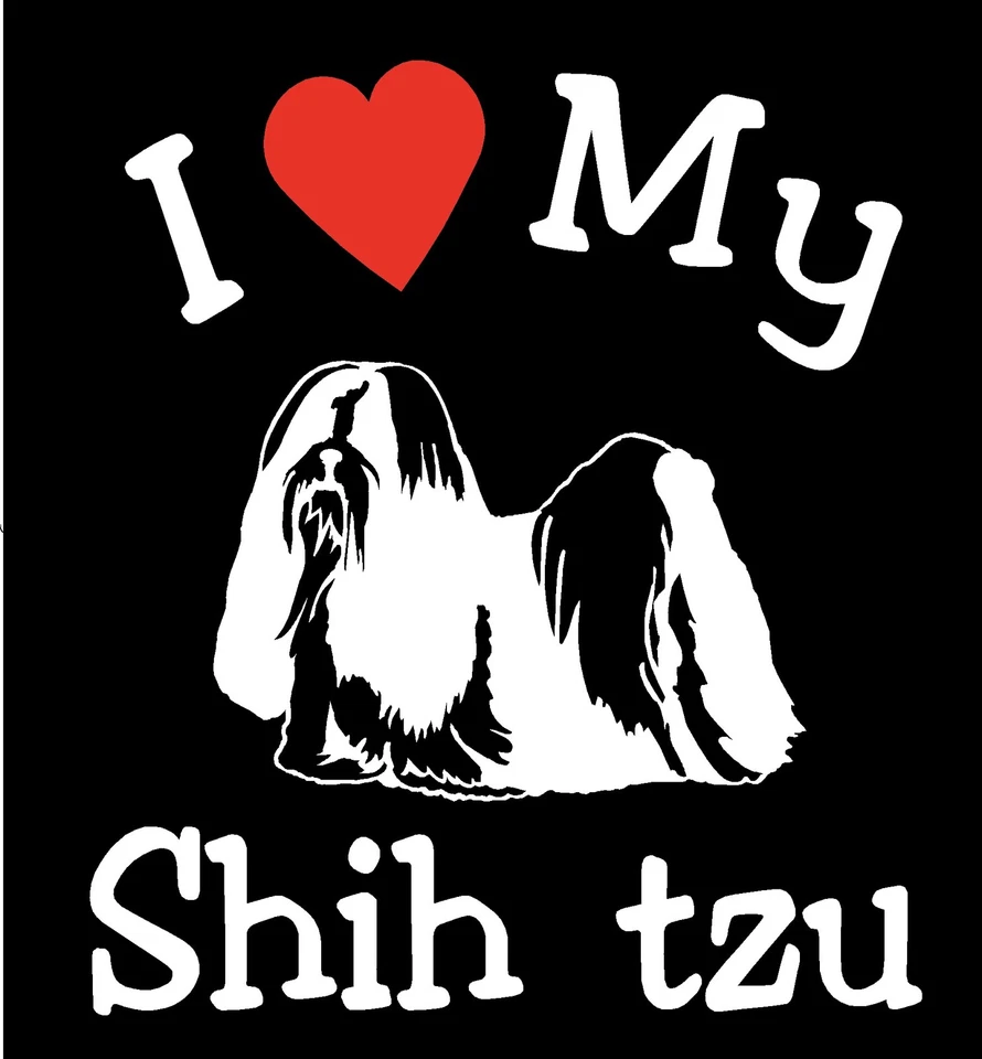  Pair of  I Love My Dog SHIH TZU Pet Car Decal Stickers Ready to Apply - Image 1 of 1