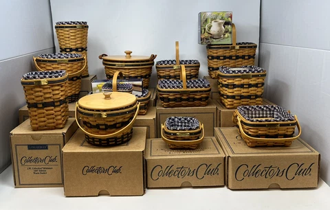 Set of 12 Complete LONGABERGER JW Miniature Baskets Collection + Extras w Boxes Cover