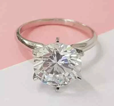 Certified 11.45Ct Round Treated White Diamond Solitaire Ring 14K White Gold Over - Image 1 of 4