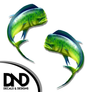 Mahi Mahi - Fisch Aufkleber Angeln Jagd Stoßstange Aufkleber ""3 Zoll SET"" F-0360 D& - Bild 1 von 1