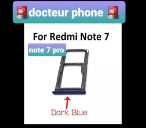 Tiroir carte sim XIAOMI REDMI NOTE 7 / 7 PRO couleur bleu 🚨🚨🚨🚨 - Photo 1/1