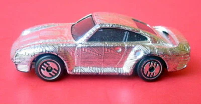 1987 Hot Wheels Gleam Team PORSCHE 959 Chrome Silver Textured Car Malaysia - Image 1 of 4