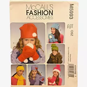 #M5993 Childrens and Girls Hats Scarves and Mittens Sewing Pattern Size One Size - Picture 1 of 4