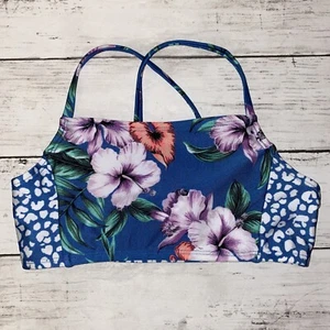 Art Class Target Girls Tropical Blue Leopard Purple Swim Top Size S 6 6X NWOT - Picture 1 of 3