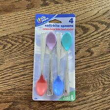 Vtg '80 the First Years Stainless Baby Spoons Soft Bite Rubber Tip 4 spoons NOS