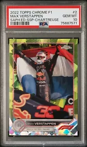 PSA 10 /199 Max Verstappen #2 - Sapphire - SSP Chartreuse - 2022 Topps Chrome F1 - Picture 1 of 2