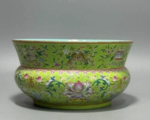 C Hermosa porcelana rosa familiar dinastía Qing china zhadou 渣斗 H9,5 cm - Imagen 1 de 12