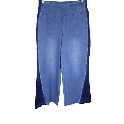 Pantalones de mezclilla de dos tonos para mujer con control Petite My Wonder lavado medio/índigo talla 8P Foto 1 de 2