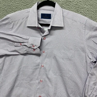David Donahue Shirt Mens L Purple Floral Button Up Dress Shirt Preppy Classic - Image 1 of 4