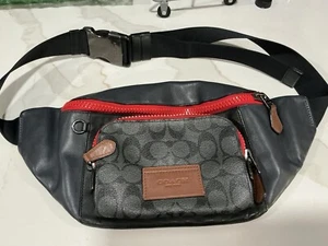 Coach Track Belt bum Bag Colorblock Signature Durable Waistbag black red brown - Picture 1 of 6