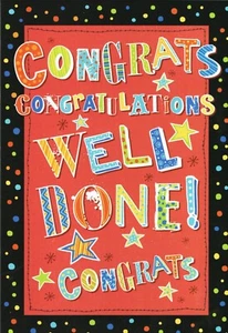 'CONGRATULATIONS, WELL DONE' GREETINGS CARD AND ENVELOPE 5"x7" - Picture 1 of 3