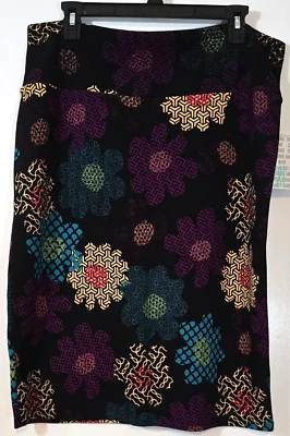 NWt LulaRoe Womens 2XL Knit Pencil Skirt Floral Colorful Stretch Pull On - Image 1 of 4