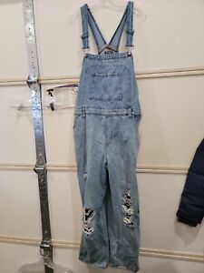 Women's Distressed Overalls - Light Wash Size XXL  Destroyed holes