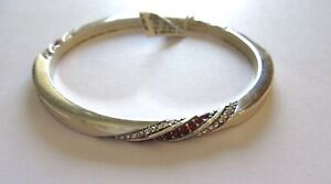 Brighton Eternal Knot Bangle Bracelet- Ruby red & clear crystals- silver color