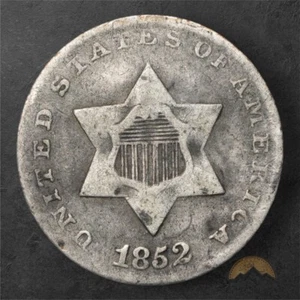 1852 Silver Three Cent Piece 3CS - Philadelphia - Trime - Picture 1 of 2