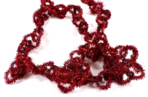 Red Tinsel Christmas Garland Chain 5ft 5in Vintage #1003 - Picture 1 of 6