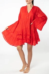 Vestido midi de algodón y mangas largas en rojo ~ Antica Sartoria - Imagen 1 de 1