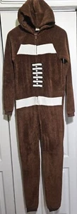 Fleece Football Kids Pajamas Hooded Kigurumi One Piece Winter Sports NFL Boys XL - Picture 1 of 3