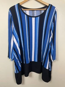 Croft & Barrow Shirt Damen 2X Plus blau schwarz Top Bluse gestreift Freizeit Damen - Bild 1 von 7