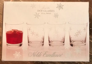 Noble Excellence Set of 4 DOF Snowflake 13 oz Glasses - Picture 1 of 7