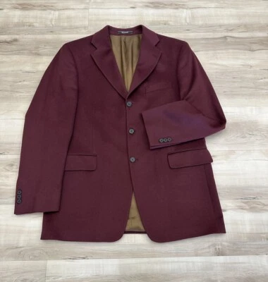 Arnold Brant Colombo Mens 42R 100% Cashmere Sports Coat Blazer Jacket Maroon - Image 1 of 4