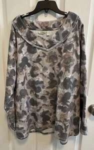 Logo Lounge XL Tan Gray Brushed French Terry Top V-neck Long Sleeve Preowned - Picture 1 of 13