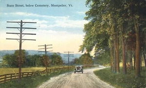 Postal State Street Below Cemetery Car on Dirt Road Montpelier Vermont 1910 - Imagen 1 de 2