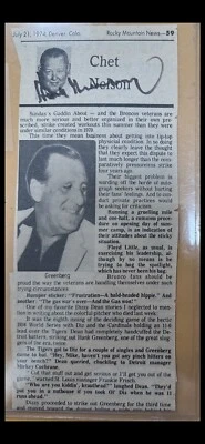 Hank Greenberg Large Signed Newspaper Article BOLD!! JSA AUTHENTIC - Image 1 of 2