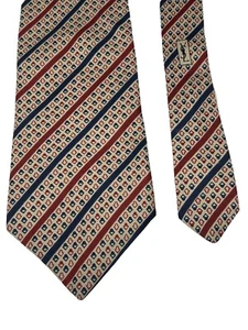 Ropa de cuello/corbata a rayas Yves Saint Laurent 57" x4" beige/marrón/azul seda de colección - Imagen 1 de 9