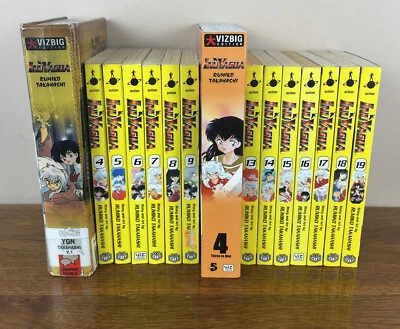 Inuyasha Manga Anime Books Lot Of 15 Volumes 1-19 Covered Rumiko Takahashi - Image 1 of 4
