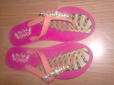Chanclas Miss Trish Splash Coral Oruga Estrás Talla 9 Foto 1 de 3