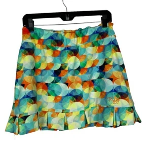 TZU TZU Samba Eclipse Skort Size L Pleat Ruffle Skirt Colorful Print Golf Pocket - Picture 1 of 9
