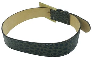 Georgiou Designer Gürtel Leder Krokodilprägung grün große Schnalle California - Bild 1 von 5