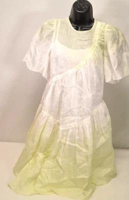 NWT Sandro Paris Vestido Corto White & Yellow Dress  Size 36 US 8 - Image 1 of 4