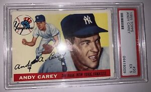 1955 Topps Baseball Card #20 Andy Carey New York Yankees PSA 5 EX