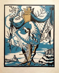 Russia Original 1916 Linocut by Georgiy George NARBUT Fairy Tale Illustration RR - Picture 1 of 1