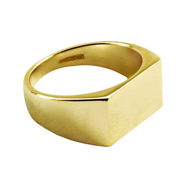 9ct Yellow Gold Initial Signet Ring 375 Solid 18x10x1.75mm 8.4g Free Sizing to T - Image 1 of 4