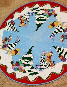 Winnie The Poo & Friends~ Chirstmas Pre-quilted Table Cover 55 Inches - Picture 1 of 5