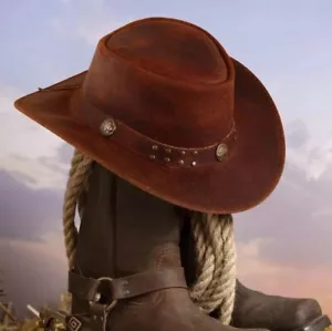 Genuine Calf Suede Leather Western Cowboy Hat – Men & Women’s Hat - Picture 1 of 8