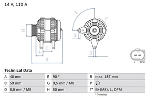 Alternator fits VW GOLF Mk5 1.9D 08 to 09 BLS Manual Transmission Genuine Bosch - Picture 1 of 2