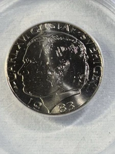1983-U Sweden 1 Krone Graded MS 65 by ANACS - Picture 1 of 8