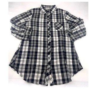 Derek Heart Shirt Womens Medium Black White Plaid Button Up Long Sleeve Casual - Picture 1 of 11