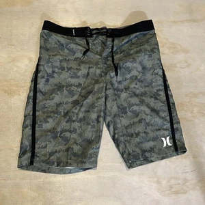Hurley Boy's Bermuda Board Shorts Youth Size 20 Waist 30 Green Black Camo - Picture 1 of 7