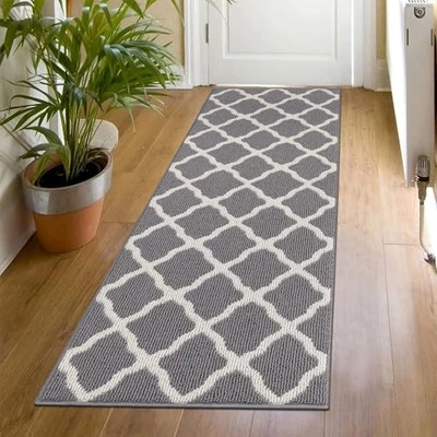  Alfombras de corredor lavables para atrapar suciedad antideslizante respaldo de goma 20"x59" gris claro Foto 1 de 4