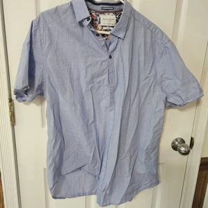 Denim & Flower Ricky Singh blau gepunktet Kurzarm Button Down Hemd XL Slim - Bild 1 von 9